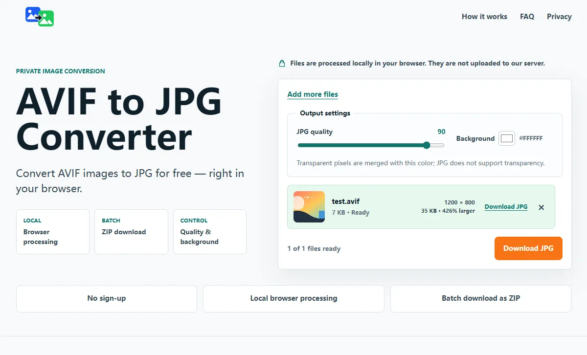 Adding an AVIF file to the converter